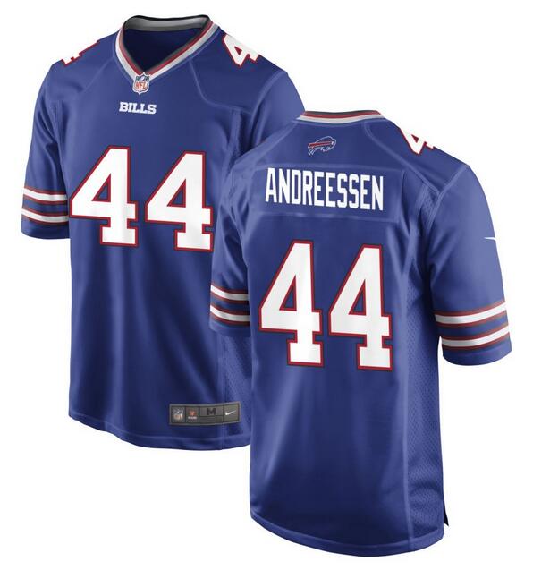 Men's Buffalo Bills #44 Joe Andreessen Blue 2024 Stitched Game Jersey Men's Buffalo Bills #44 Joe Andreessen Blue 2024 Stitched Game Jersey